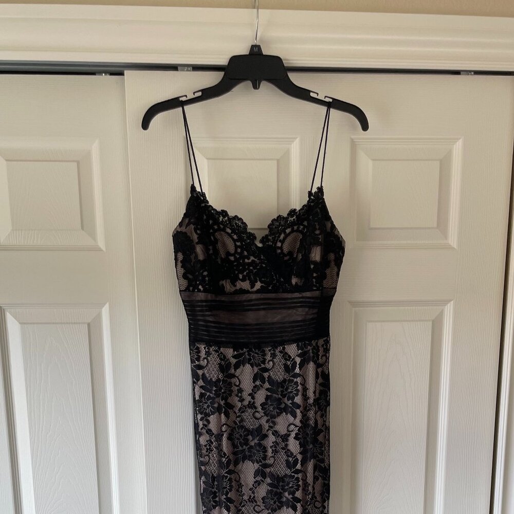 Dark Brown/Black/Mesh Evening Dress